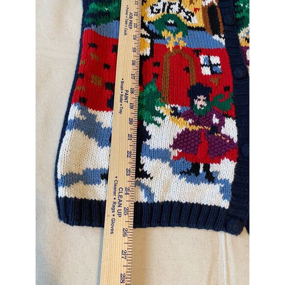 Vtg Birch Bros Holiday Christmas Sweater Cardigan Women's Multi-Color Graphic M - Picture 12 of 12